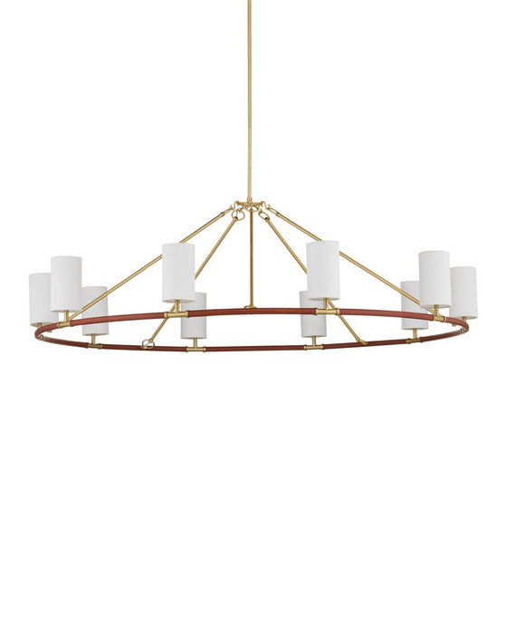 Currey and Company - 9000-1350 - Ten Light Chandelier - Ellerston - Saddle Brown/Brushed Brass