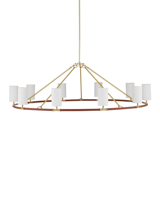 Currey and Company - 9000-1350 - Ten Light Chandelier - Ellerston - Saddle Brown/Brushed Brass