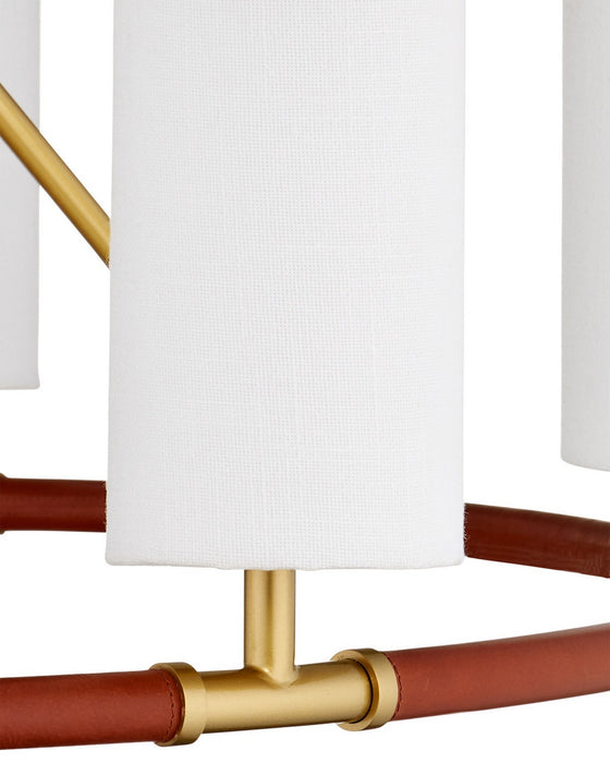 Currey and Company - 9000-1351 - Six Light Chandelier - Ellerston - Saddle Brown/Brushed Brass
