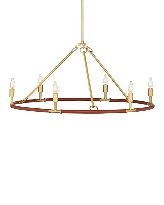 Currey and Company - 9000-1351 - Six Light Chandelier - Ellerston - Saddle Brown/Brushed Brass