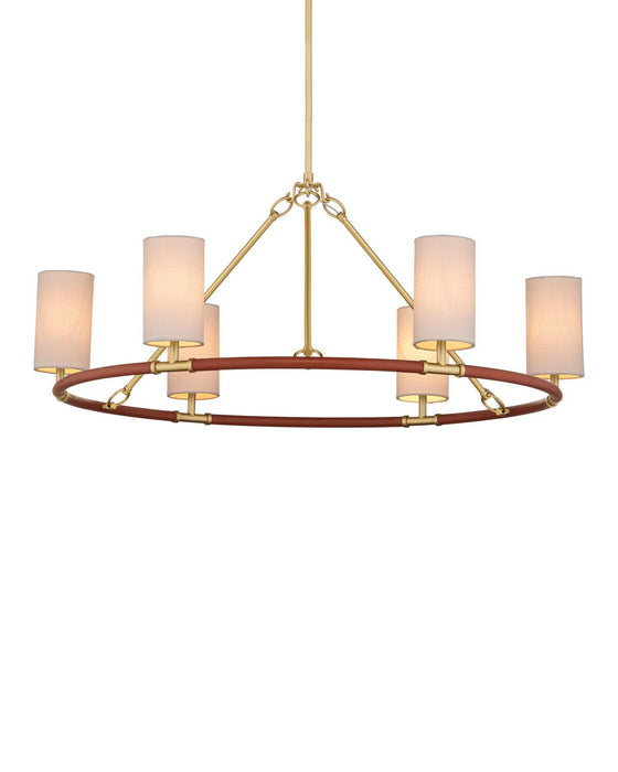 Currey and Company - 9000-1351 - Six Light Chandelier - Ellerston - Saddle Brown/Brushed Brass