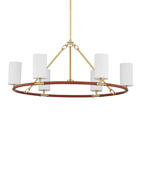 Currey and Company - 9000-1351 - Six Light Chandelier - Ellerston - Saddle Brown/Brushed Brass