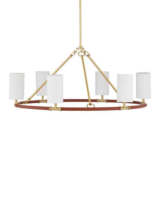 Currey and Company - 9000-1351 - Six Light Chandelier - Ellerston - Saddle Brown/Brushed Brass