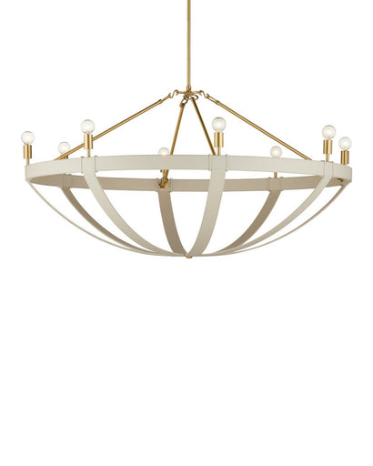 Barrington Eight Light Chandelier Cream/Brushed Brass