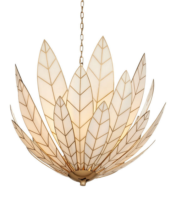 Currey and Company - 9000-1355 - Three Light Chandelier - Lamina - Antique Brass/Off-White