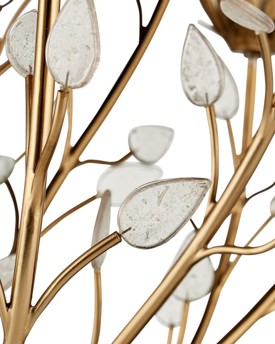 Currey and Company - 9000-1358 - 15 Light Chandelier - Star Magnolia - Antique Brass/White/Clear