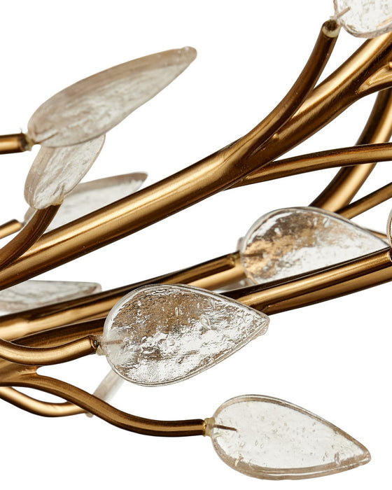Currey and Company - 9000-1359 - Ten Light Chandelier - Star Magnolia - Antique Brass/White/Clear