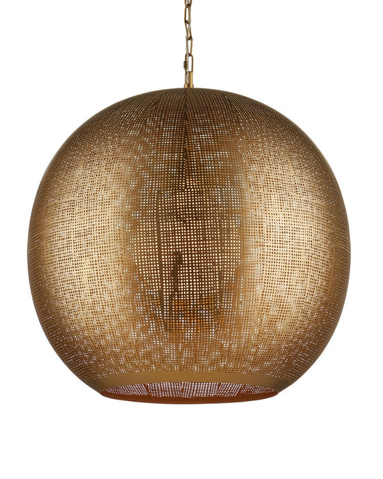 Currey and Company - 9000-1363 - One Light Pendant - Buckram - Antique Brass