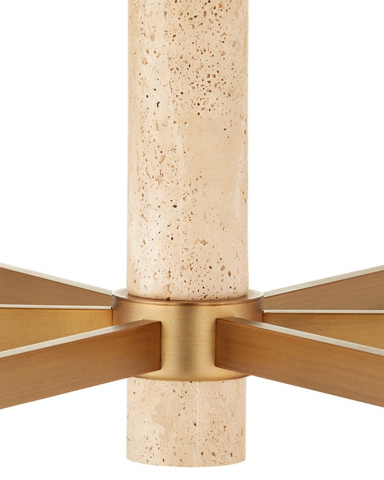 Currey and Company - 9000-1369 - Six Light Chandelier - Marcelo - Natural/Antique Brass/White