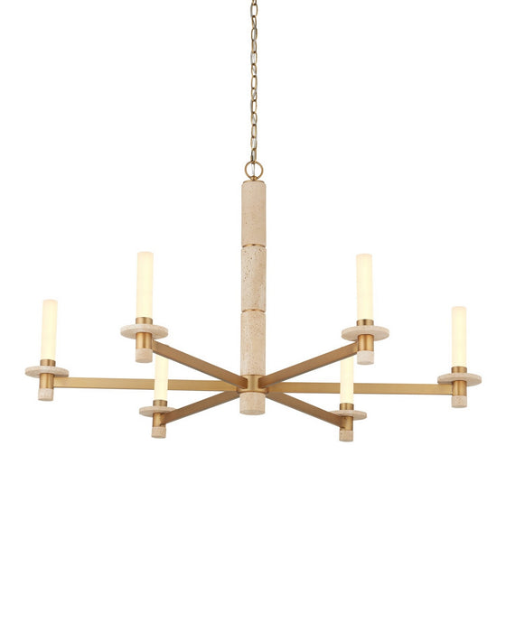 Currey and Company - 9000-1369 - Six Light Chandelier - Marcelo - Natural/Antique Brass/White