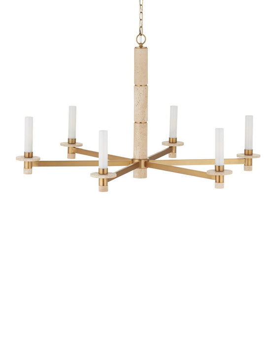 Currey and Company - 9000-1369 - Six Light Chandelier - Marcelo - Natural/Antique Brass/White