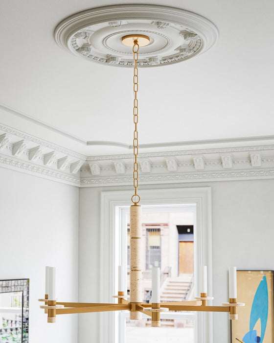Currey and Company - 9000-1369 - Six Light Chandelier - Marcelo - Natural/Antique Brass/White
