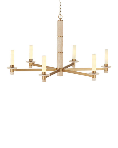 Marcelo Six Light Chandelier Natural/Antique Brass/White