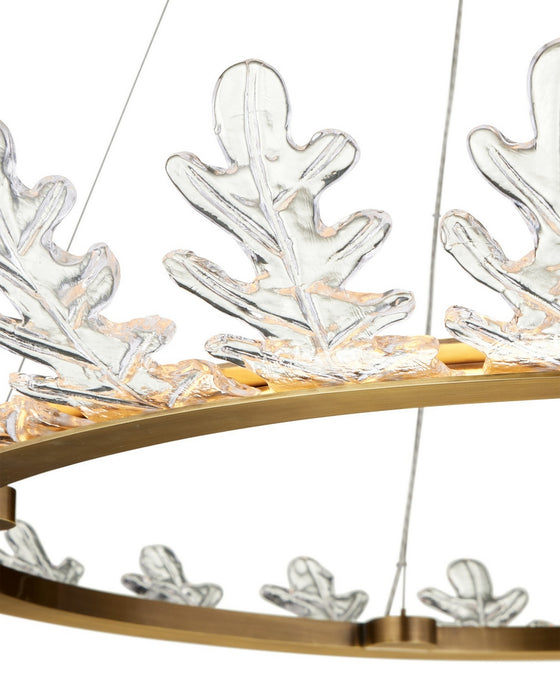 Currey and Company - 9000-1372 - LED Chandelier - Oakwreath - Polished Antique Brass/Clear