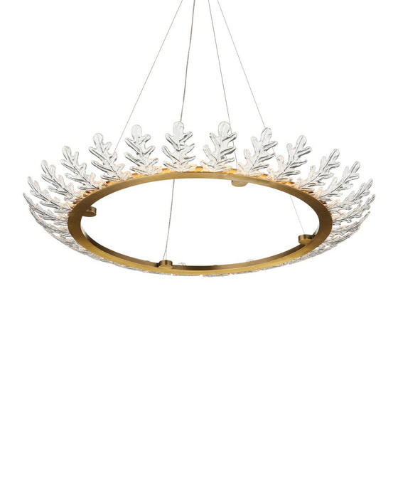 Currey and Company - 9000-1372 - LED Chandelier - Oakwreath - Polished Antique Brass/Clear