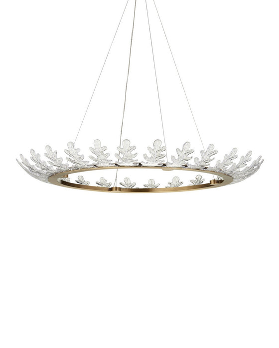 Currey and Company - 9000-1372 - LED Chandelier - Oakwreath - Polished Antique Brass/Clear