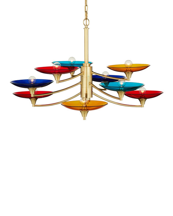 Currey and Company - 9000-1374 - Nine Light Chandelier - Veneto - Blue/Yellow/Red/Polished Brass