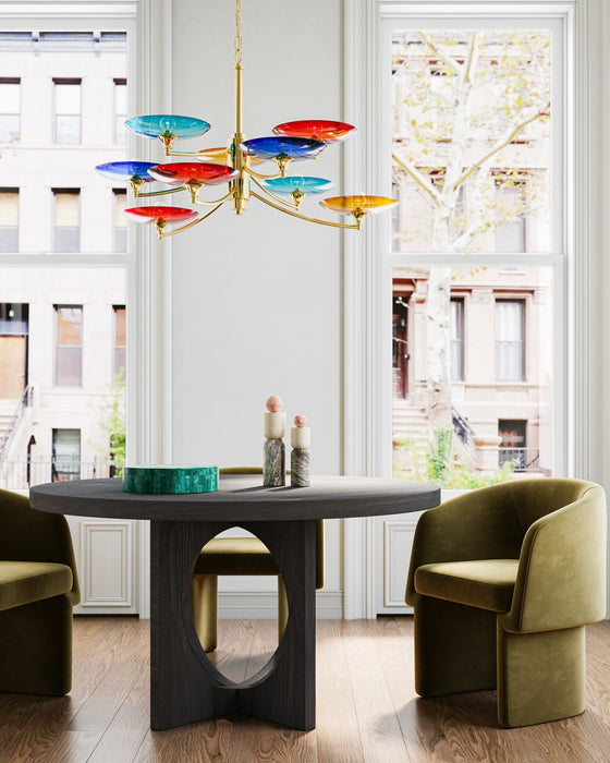 Currey and Company - 9000-1374 - Nine Light Chandelier - Veneto - Blue/Yellow/Red/Polished Brass