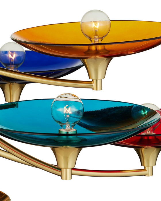 Currey and Company - 9000-1375 - 21 Light Chandelier - Veneto - Blue/Yellow/Red/Polished Brass