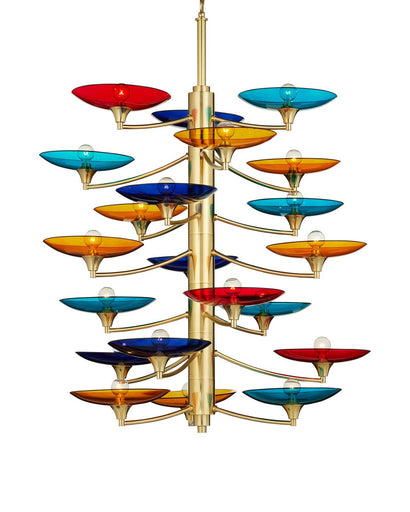 Veneto 21 Light Chandelier Blue/Yellow/Red/Polished Brass