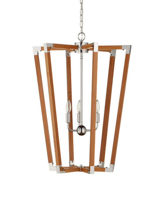 Currey and Company - 9000-1376 - Three Light Chandelier - Boyd - Natural/Polished Nickel
