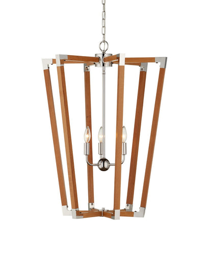 Boyd Three Light Chandelier Natural/Polished Nickel