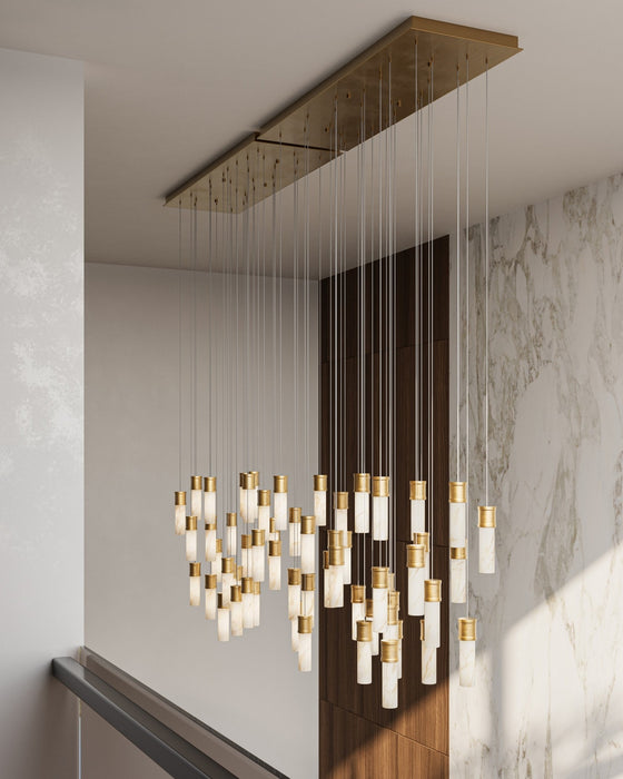 Currey and Company - 9000-1384 - 30 Light Pendant - Cannula - Vintage Brass/White/Silver