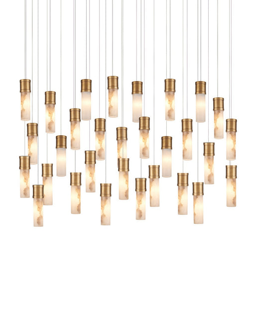 Currey and Company - 9000-1384 - 30 Light Pendant - Cannula - Vintage Brass/White/Silver