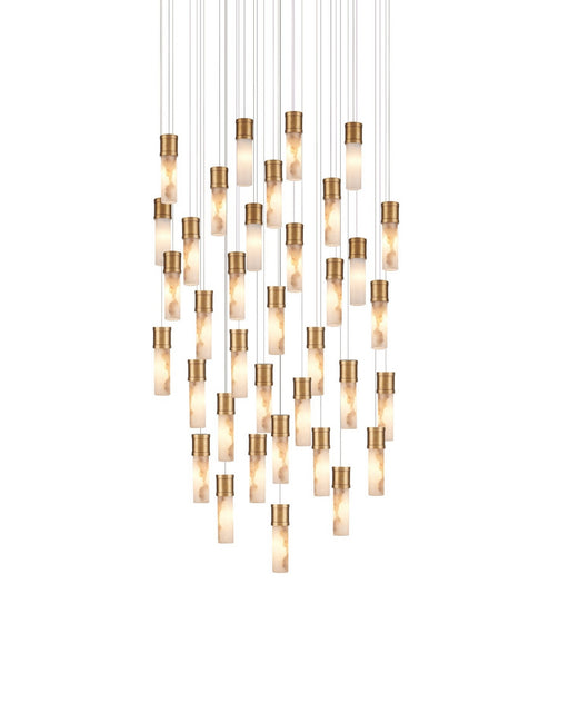 Currey and Company - 9000-1385 - 36 Light Pendant - Cannula - Vintage Brass/White/Silver