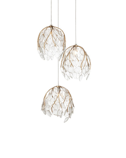 Banyan Three Light Pendant Antique Brass/Clear/Silver