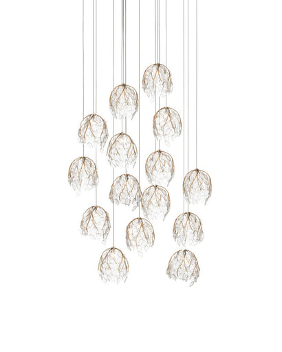 Banyan 15 Light Pendant Antique Brass/Clear/Silver