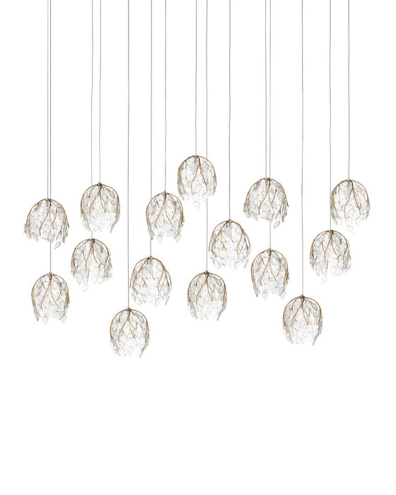 Currey and Company - 9000-1391 - 15 Light Pendant - Banyan - Antique Brass/Clear/Silver
