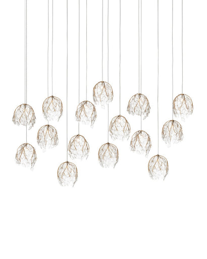 Banyan 15 Light Pendant Antique Brass/Clear/Silver