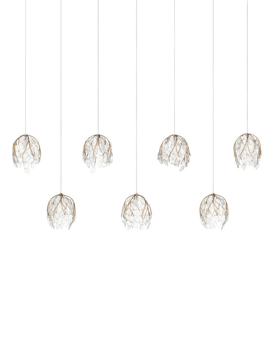 Currey and Company - 9000-1394 - Seven Light Pendant - Banyan - Antique Brass/Clear/Silver