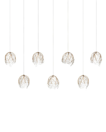 Banyan Seven Light Pendant Antique Brass/Clear/Silver