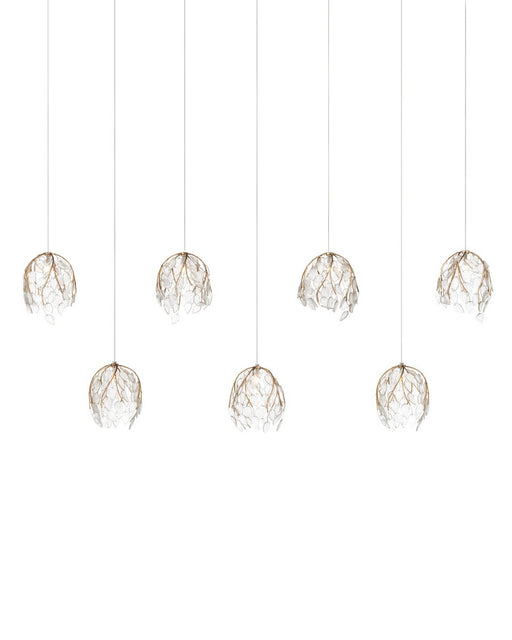 Currey and Company - 9000-1394 - Seven Light Pendant - Banyan - Antique Brass/Clear/Silver