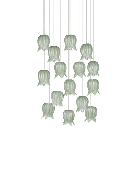Currey and Company - 9000-1398 - 15 Light Pendant - Polpo - Green/Silver