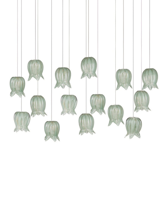 Currey and Company - 9000-1399 - 15 Light Pendant - Polpo - Green/Silver