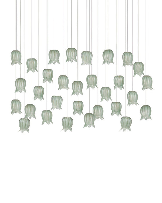 Currey and Company - 9000-1400 - 30 Light Pendant - Polpo - Green/Silver