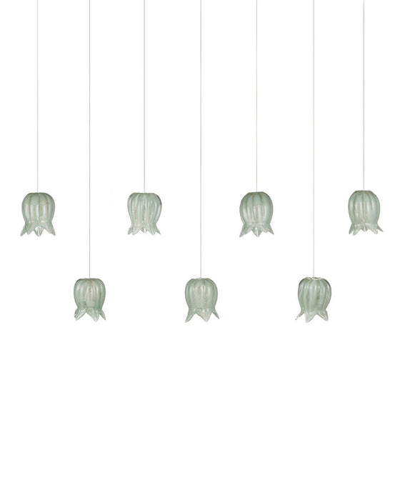 Currey and Company - 9000-1402 - Seven Light Pendant - Polpo - Green/Silver
