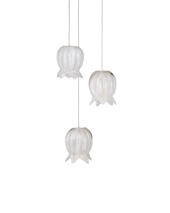 Currey and Company - 9000-1404 - Three Light Pendant - Polpo - White/Silver