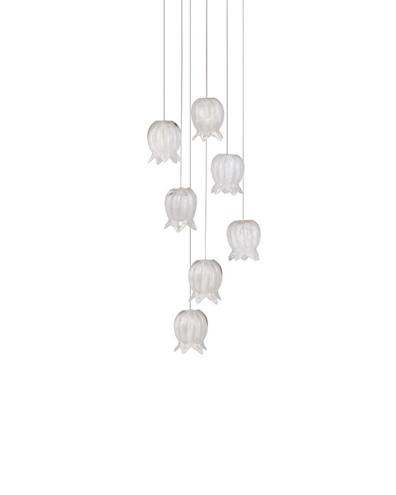 Currey and Company - 9000-1405 - Seven Light Pendant - Polpo - White/Silver