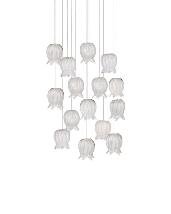 Currey and Company - 9000-1406 - 15 Light Pendant - Polpo - White/Silver