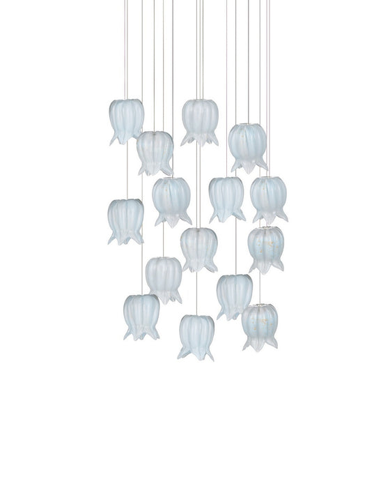 Currey and Company - 9000-1414 - 15 Light Pendant - Polpo - Blue/Silver