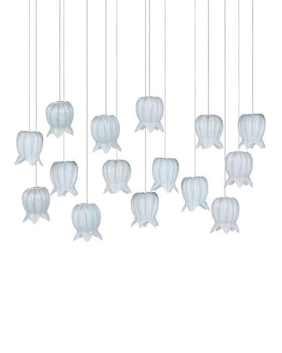 Currey and Company - 9000-1415 - 15 Light Pendant - Polpo - Blue/Silver