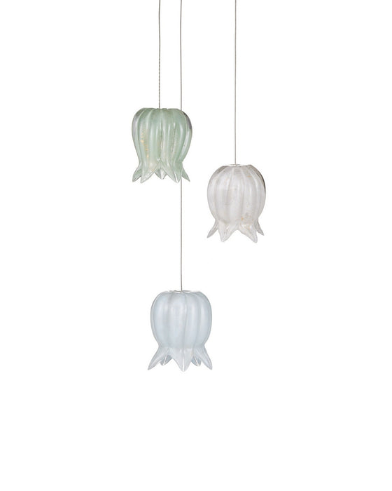 Currey and Company - 9000-1419 - Three Light Pendant - Polpo - Blue/Green/White/Silver