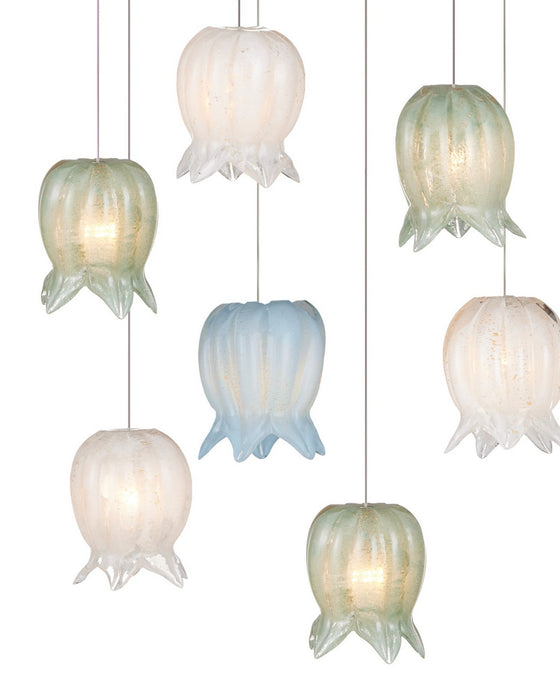 Currey and Company - 9000-1422 - 15 Light Pendant - Polpo - Blue/Green/White/Silver