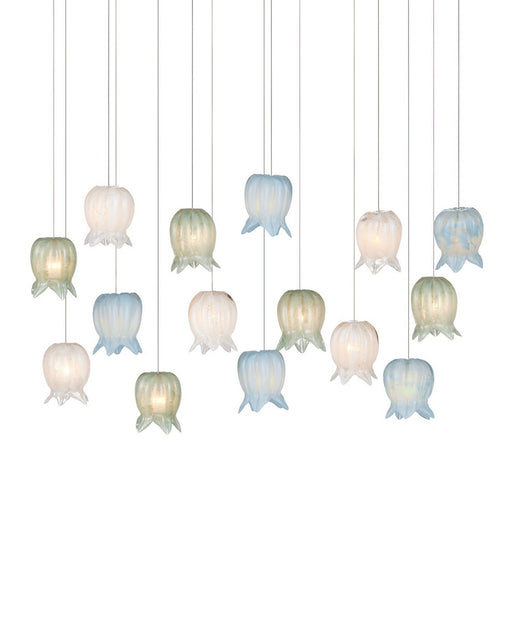 Currey and Company - 9000-1422 - 15 Light Pendant - Polpo - Blue/Green/White/Silver