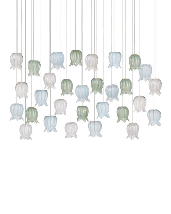 Currey and Company - 9000-1423 - 30 Light Pendant - Polpo - Blue/Green/White/Silver