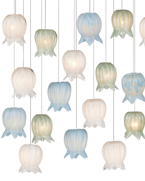 Currey and Company - 9000-1423 - 30 Light Pendant - Polpo - Blue/Green/White/Silver